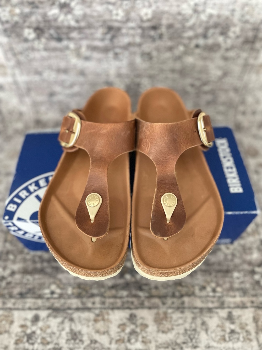 Birkenstock Gizeh Big Buckle Cognac Size 39 REGULAR Width Oiled Brown Leather - Picture 2 of 14